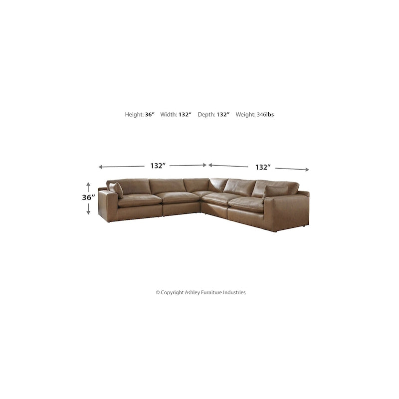 Signature Design by Ashley Emilia mittelbraunes 5-teiliges Sektionalsofa – 132B x 132T x 36H