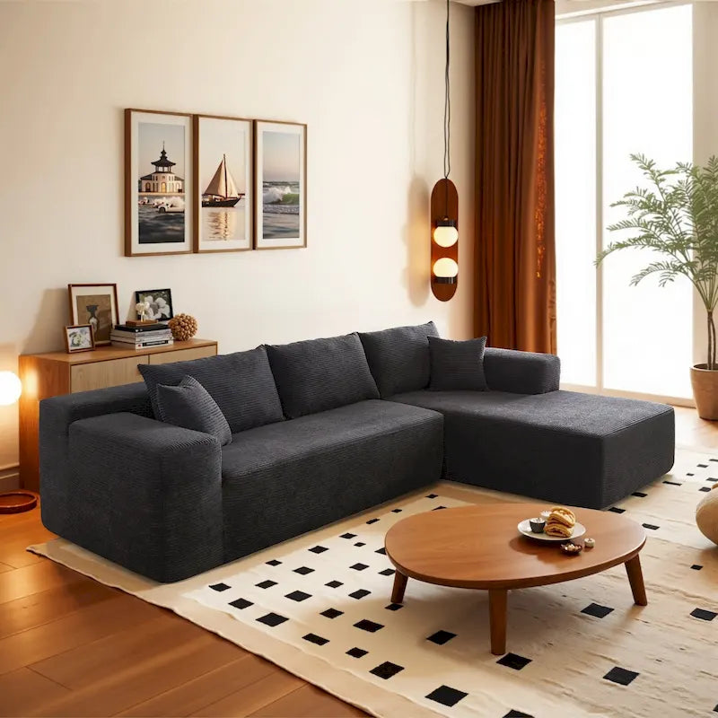HOOOWOOO Modernes, minimalistisches Ecksofa, modulares Cord-Sofa für das Wohnzimmer