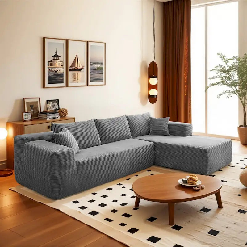 HOOOWOOO Modernes, minimalistisches Ecksofa, modulares Cord-Sofa für das Wohnzimmer