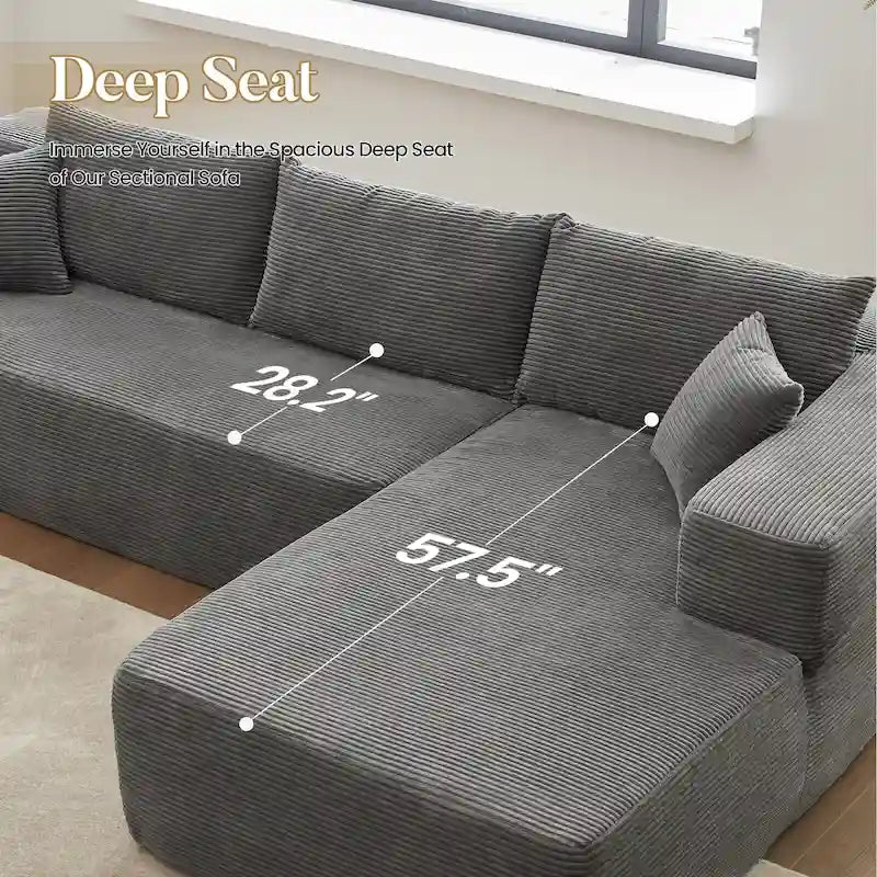 HOOOWOOO Modernes, minimalistisches Ecksofa, modulares Cord-Sofa für das Wohnzimmer
