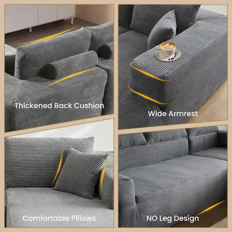 HOOOWOOO Modernes, minimalistisches Ecksofa, modulares Cord-Sofa für das Wohnzimmer