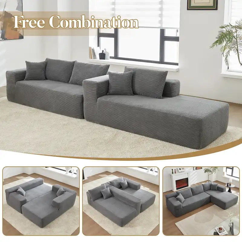 HOOOWOOO Modernes, minimalistisches Ecksofa, modulares Cord-Sofa für das Wohnzimmer