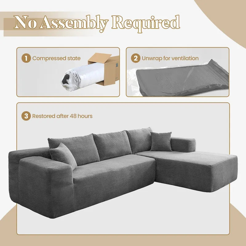 HOOOWOOO Modernes, minimalistisches Ecksofa, modulares Cord-Sofa für das Wohnzimmer