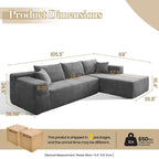 HOOOWOOO Modernes, minimalistisches Ecksofa, modulares Cord-Sofa für das Wohnzimmer
