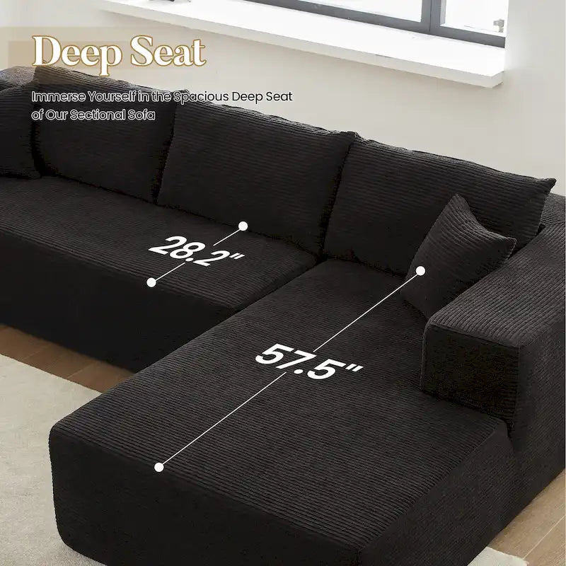 HOOOWOOO Modernes, minimalistisches Ecksofa, modulares Cord-Sofa für das Wohnzimmer