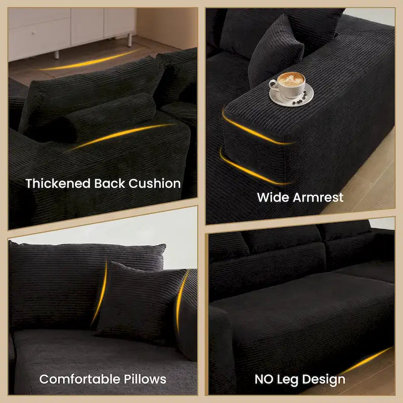 HOOOWOOO Modernes, minimalistisches Ecksofa, modulares Cord-Sofa für das Wohnzimmer