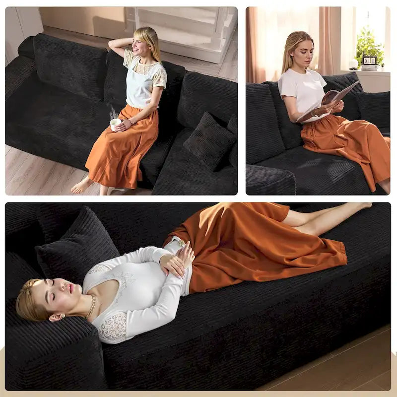 HOOOWOOO Modernes, minimalistisches Ecksofa, modulares Cord-Sofa für das Wohnzimmer