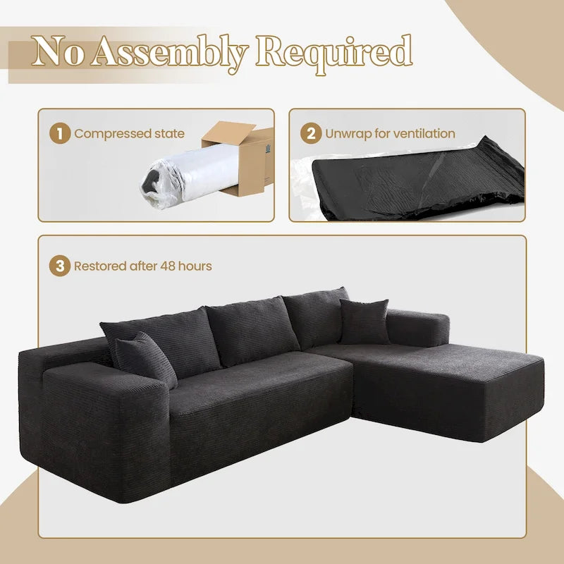 HOOOWOOO Modernes, minimalistisches Ecksofa, modulares Cord-Sofa für das Wohnzimmer
