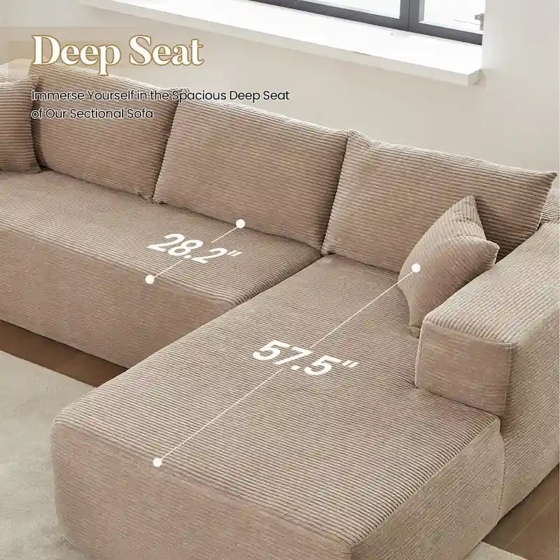 HOOOWOOO Modernes, minimalistisches Ecksofa, modulares Cord-Sofa für das Wohnzimmer