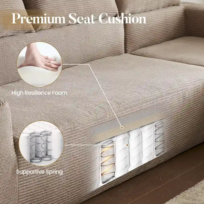 HOOOWOOO Modernes, minimalistisches Ecksofa, modulares Cord-Sofa für das Wohnzimmer