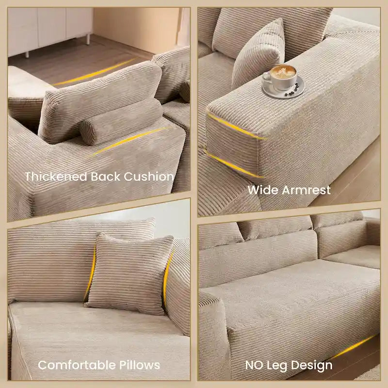 HOOOWOOO Modernes, minimalistisches Ecksofa, modulares Cord-Sofa für das Wohnzimmer