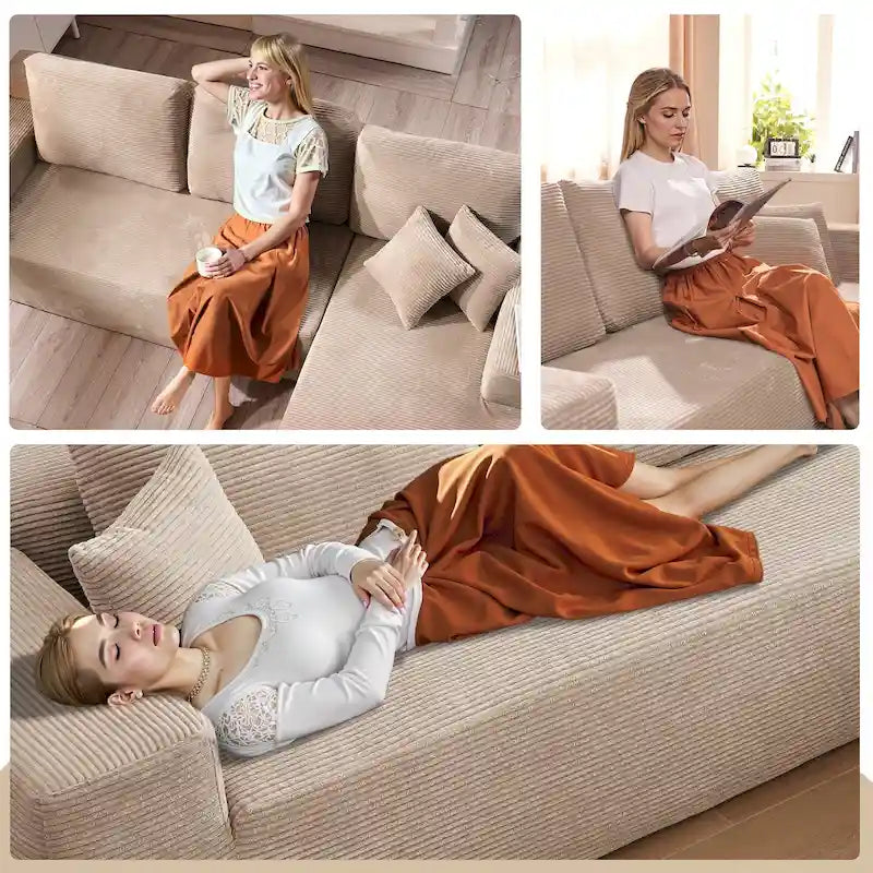 HOOOWOOO Modernes, minimalistisches Ecksofa, modulares Cord-Sofa für das Wohnzimmer