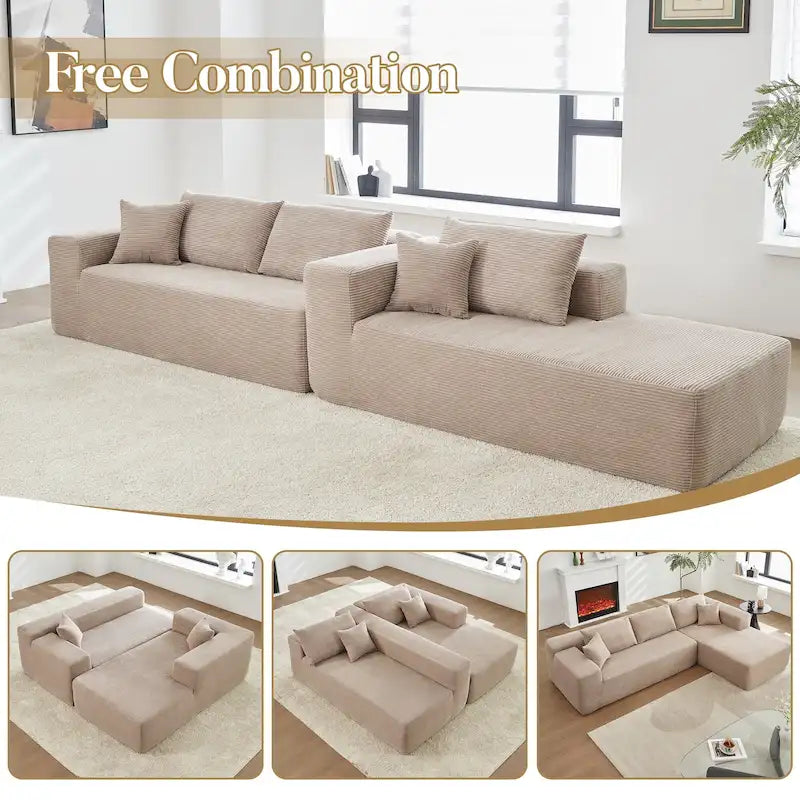 HOOOWOOO Modernes, minimalistisches Ecksofa, modulares Cord-Sofa für das Wohnzimmer