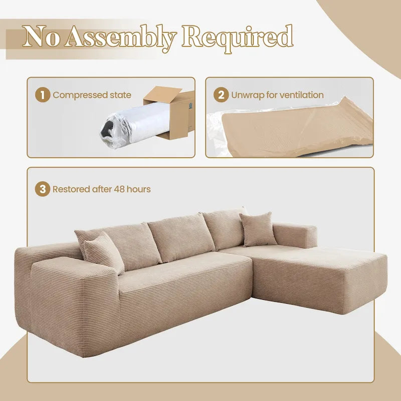 HOOOWOOO Modernes, minimalistisches Ecksofa, modulares Cord-Sofa für das Wohnzimmer