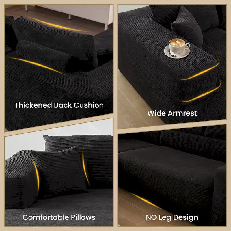 HOOOWOOO Modernes L-förmiges Ecksofa mit Kordbezug und Kissen