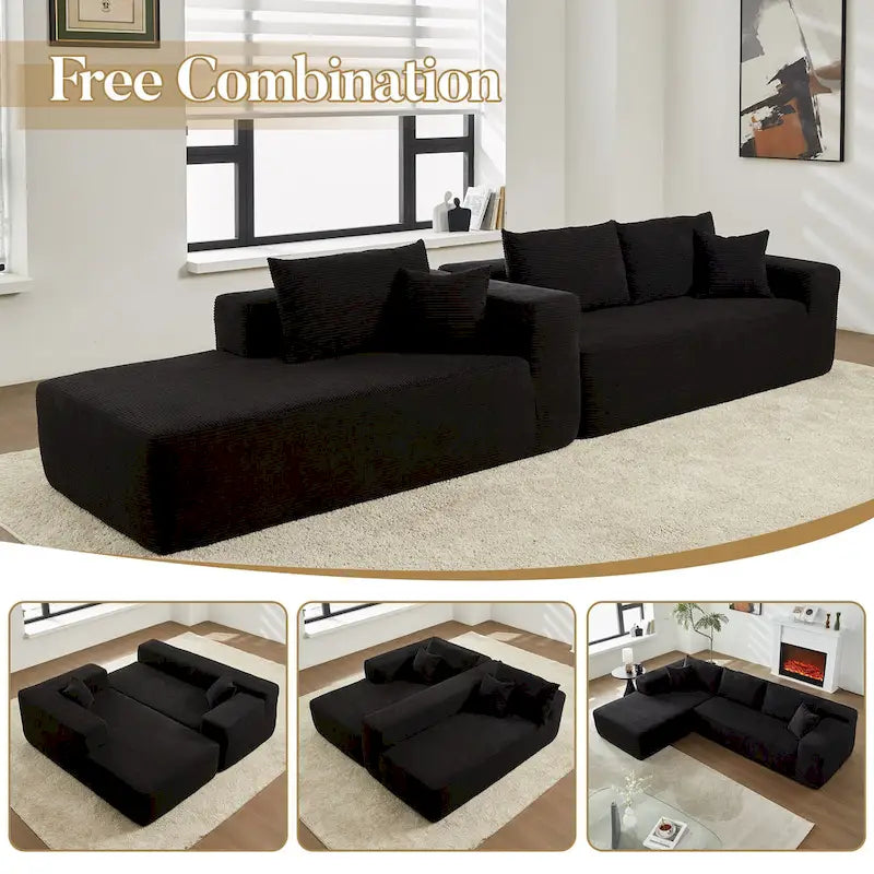HOOOWOOO Modernes L-förmiges Ecksofa mit Kordbezug und Kissen
