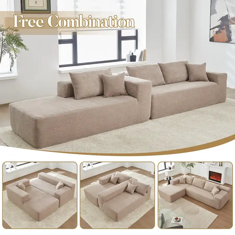 HOOOWOOO Modernes L-förmiges Ecksofa mit Kordbezug und Kissen