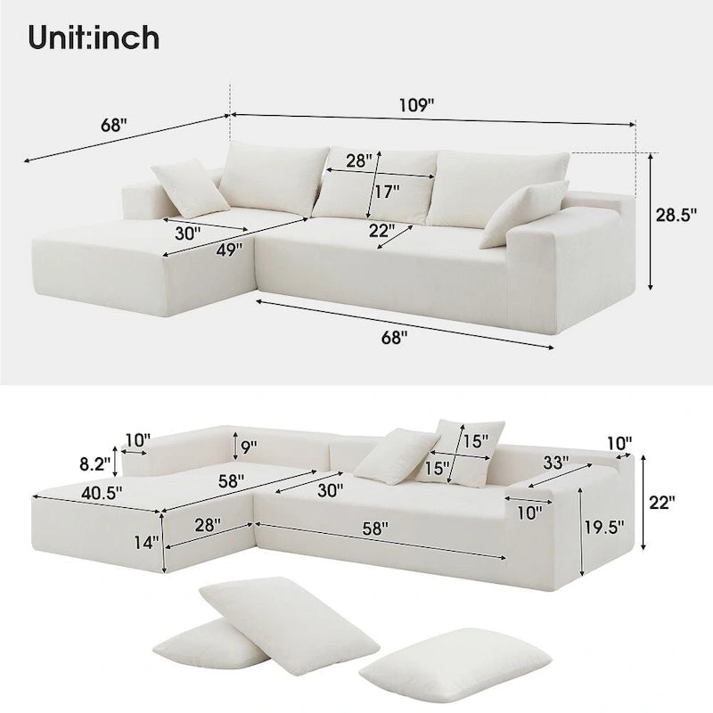 109x68 Modulares Sektionssofa-Set für das Wohnzimmer, Sofa im modernen minimalistischen Stil, Polster-Schlafsofa
