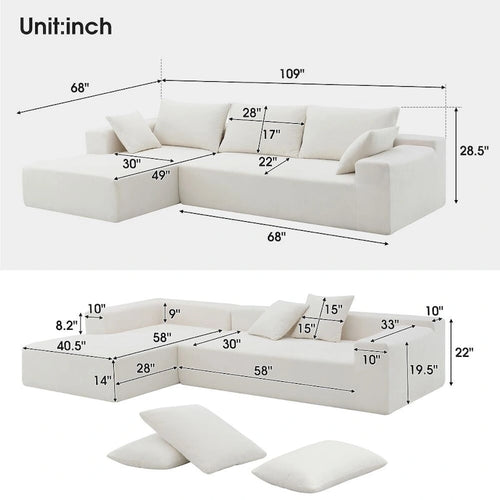109x68 Modulares Sektionssofa-Set für das Wohnzimmer, Sofa im modernen minimalistischen Stil, Polster-Schlafsofa