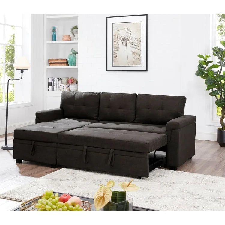 Perry Modernes Wendbares Ecksofa mit Stauraum-Recamiere, Ausziehbarem Schlafsofa für das Wohnzimmer