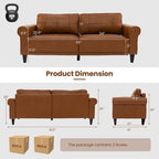 Costway Modernes 3-Sitzer Sofa aus PU-Leder 81,5 mit 2 Rückenlehnen – Details anzeigen