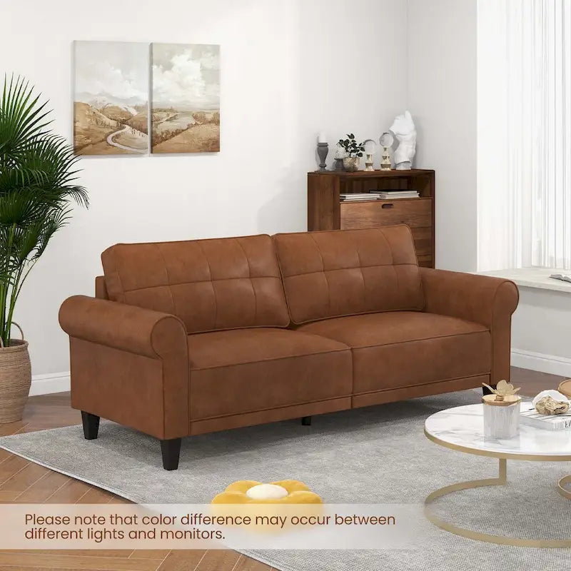 Costway Modernes 3-Sitzer Sofa aus PU-Leder 81,5 mit 2 Rückenlehnen – Details anzeigen