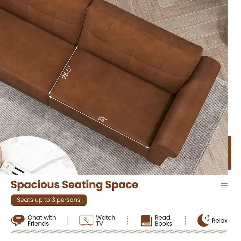 Costway Modernes 3-Sitzer Sofa aus PU-Leder 81,5 mit 2 Rückenlehnen – Details anzeigen