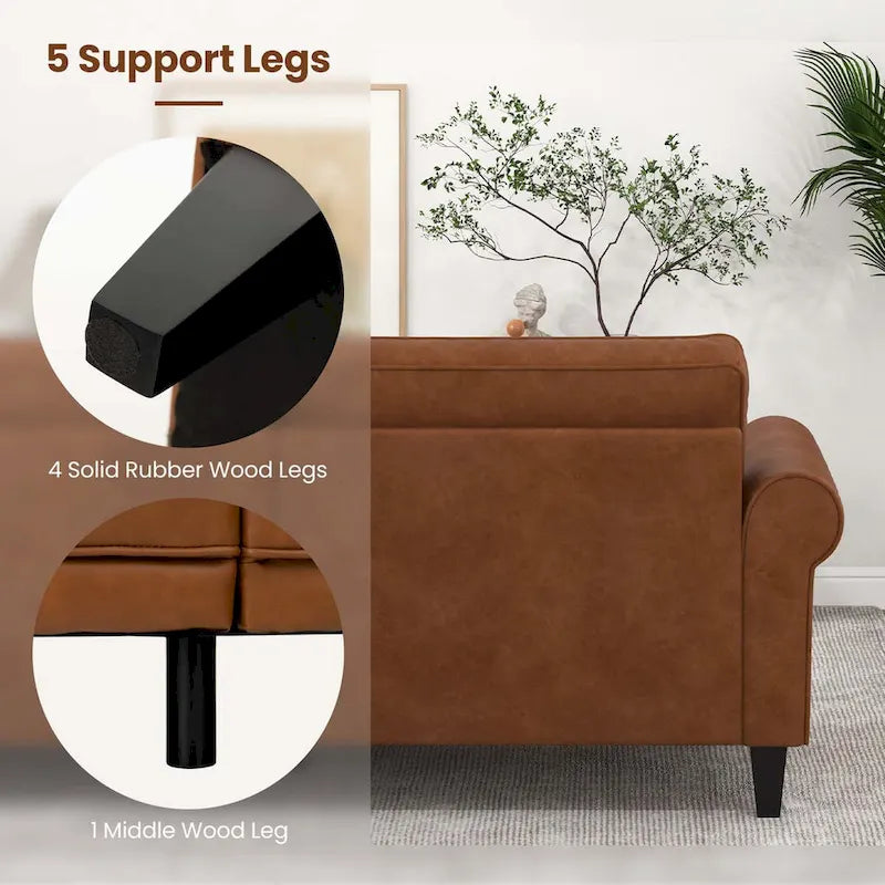 Costway Modernes 3-Sitzer Sofa aus PU-Leder 81,5 mit 2 Rückenlehnen – Details anzeigen