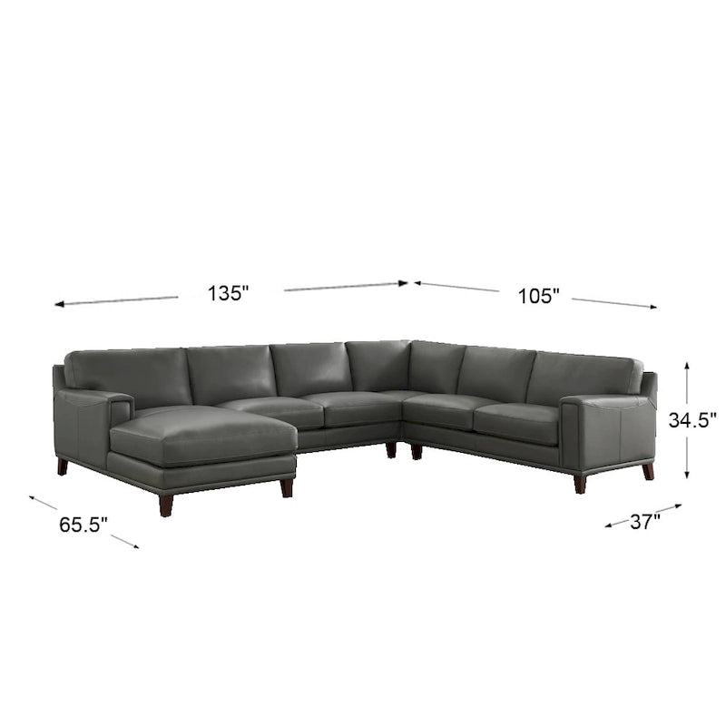 Hydeline Hayward Ecksofa mit Récamiere aus Top-Grain-Leder