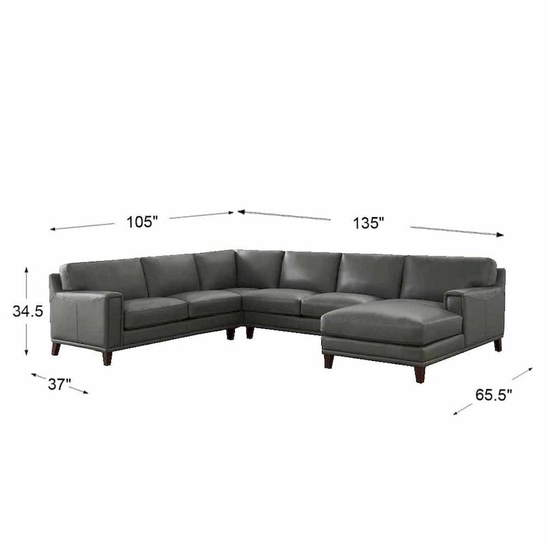 Hydeline Hayward Ecksofa mit Récamiere aus Top-Grain-Leder