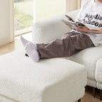 Cabrio-Sofa, 3-Sitzer L-förmiges Sofa mit Lammfellstoff, beweglicher Ottoman