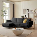 Cabrio-Sofa, 3-Sitzer L-förmiges Sofa mit Lammfellstoff, beweglicher Ottoman