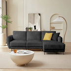Cabrio-Sofa, 3-Sitzer L-förmiges Sofa mit Lammfellstoff, beweglicher Ottoman