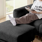 Cabrio-Sofa, 3-Sitzer L-förmiges Sofa mit Lammfellstoff, beweglicher Ottoman