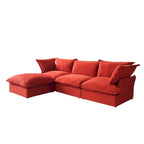 Wolkensofa Modulsofa mit Daunenfedern L-förmiges Samtsofa mit breiter, tiefer Sitzfläche, umwandelbar.