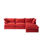Wolkensofa Modulsofa mit Daunenfedern L-förmiges Samtsofa mit breiter, tiefer Sitzfläche, umwandelbar.