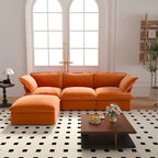 Wolkensofa Modulsofa mit Daunenfedern L-förmiges Samtsofa mit breiter, tiefer Sitzfläche, umwandelbar.