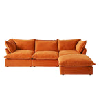 Wolkensofa Modulsofa mit Daunenfedern L-förmiges Samtsofa mit breiter, tiefer Sitzfläche, umwandelbar.