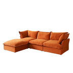Wolkensofa Modulsofa mit Daunenfedern L-förmiges Samtsofa mit breiter, tiefer Sitzfläche, umwandelbar.