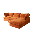 Wolkensofa Modulsofa mit Daunenfedern L-förmiges Samtsofa mit breiter, tiefer Sitzfläche, umwandelbar.