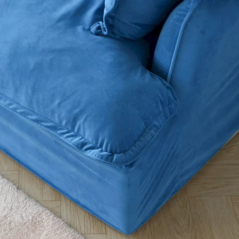 Wolkensofa Modulsofa mit Daunenfedern L-förmiges Samtsofa mit breiter, tiefer Sitzfläche, umwandelbar.