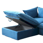 Wolkensofa Modulsofa mit Daunenfedern L-förmiges Samtsofa mit breiter, tiefer Sitzfläche, umwandelbar.