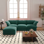 Wolkensofa Modulsofa mit Daunenfedern L-förmiges Samtsofa mit breiter, tiefer Sitzfläche, umwandelbar.