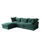 Wolkensofa Modulsofa mit Daunenfedern L-förmiges Samtsofa mit breiter, tiefer Sitzfläche, umwandelbar.