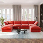 U-förmiges Sofa für Wohnzimmer, umbaubares Ecksofa, modulares Sofa mit Hockern für Wohnzimmer