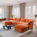 U-förmiges Sofa für Wohnzimmer, umbaubares Ecksofa, modulares Sofa mit Hockern für Wohnzimmer