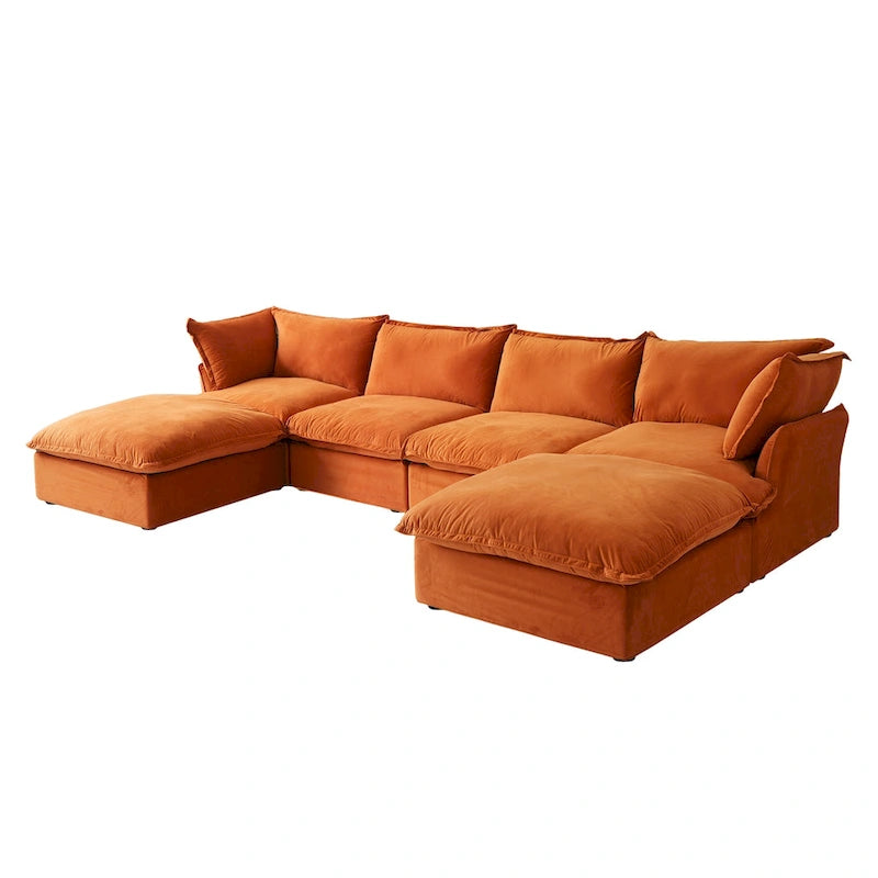 U-förmiges Sofa für Wohnzimmer, umbaubares Ecksofa, modulares Sofa mit Hockern für Wohnzimmer