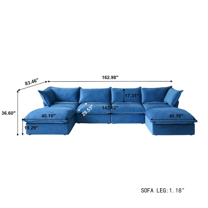 U-förmiges Sofa für Wohnzimmer, umbaubares Ecksofa, modulares Sofa mit Hockern für Wohnzimmer