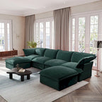 U-förmiges Sofa für Wohnzimmer, umbaubares Ecksofa, modulares Sofa mit Hockern für Wohnzimmer