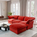 L-förmige Sektionssofas, Tiefe Sektionscouch mit Chaise Ottoman, Moderne gemütliche modulare Sektionssofas